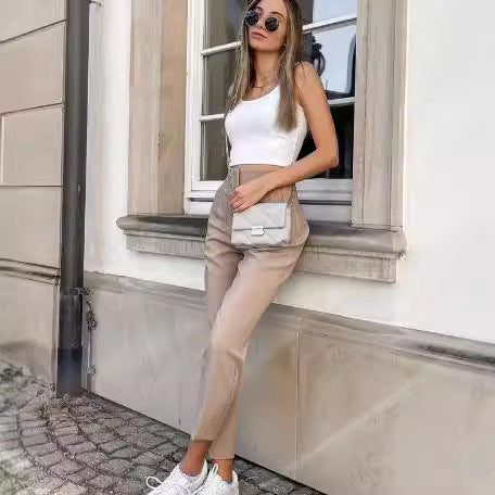 Womens Wholesale New Style High-Waist Casual Trousers