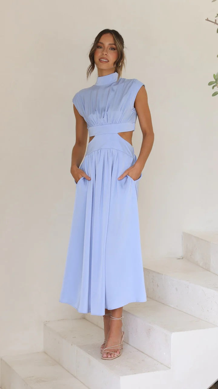 Solid Color Sleeveless Dress Summer Casual Fit A-Line Dresses Women's Clothing