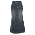 Solid Slim High Waist Denim Skirt