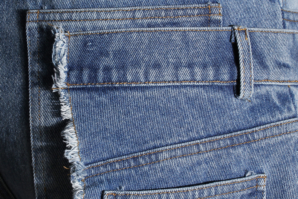 Casual Faux Two-piece Ripped Jeans