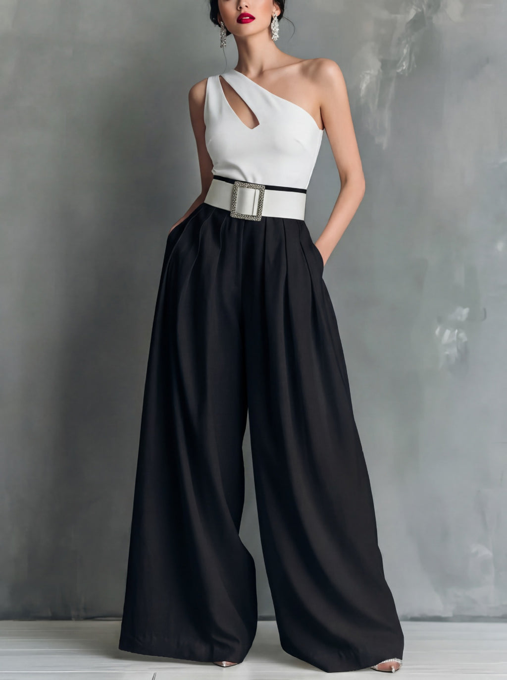 Fashionable Versatile High-waisted Loose-fitting Solid-color Casual Pants