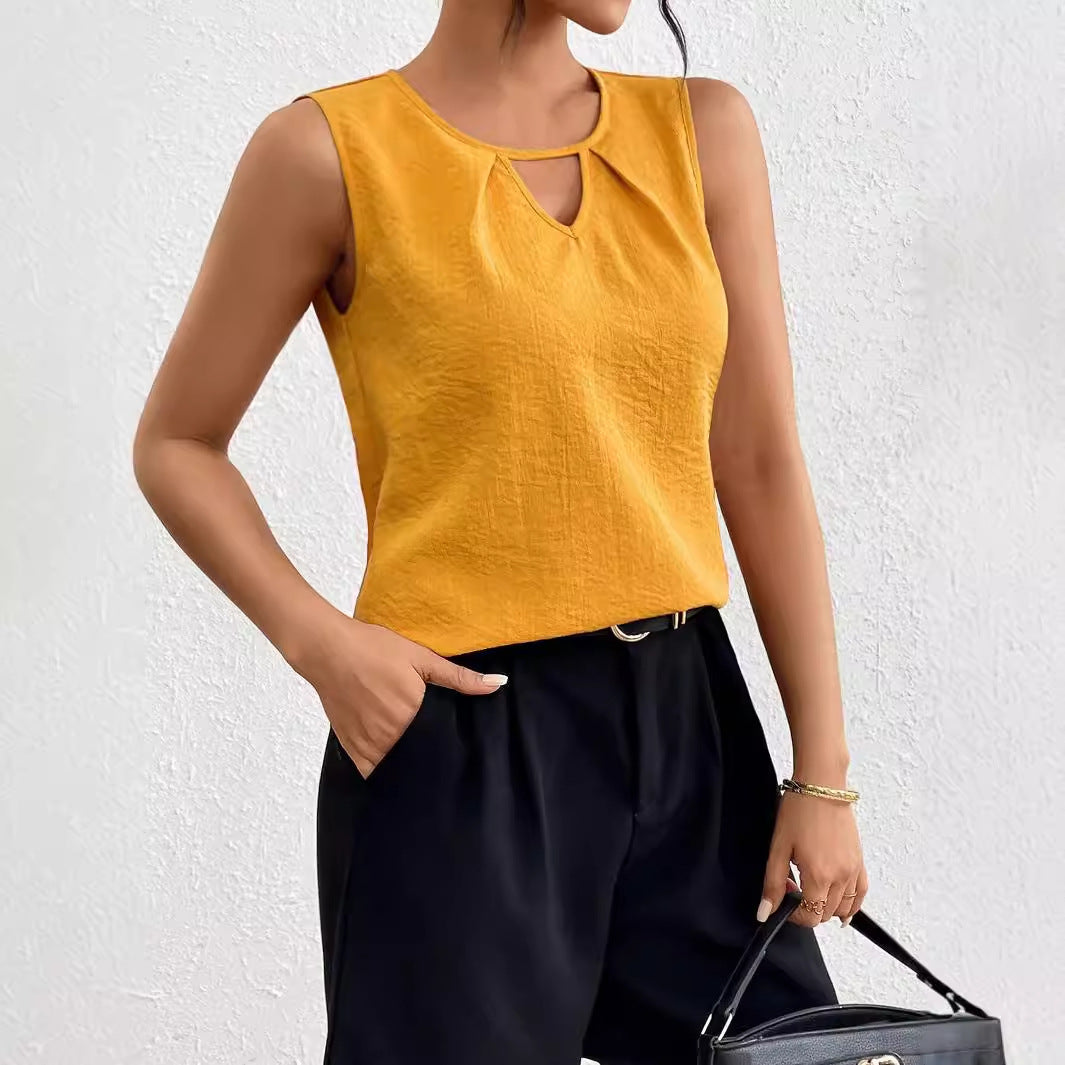 Women's Solid Color Sleeveless V-neck Creative Top