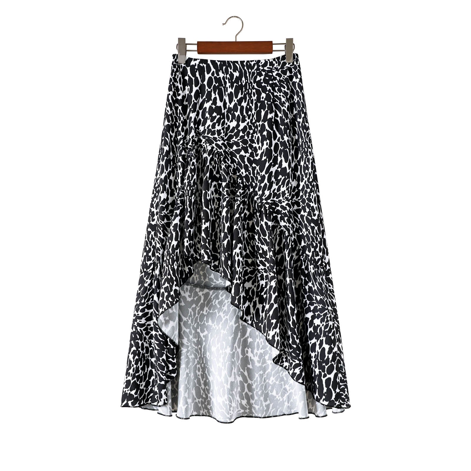 Casual Half  Loose Slit A-line 4 Color Leopard Print Floral Skirt