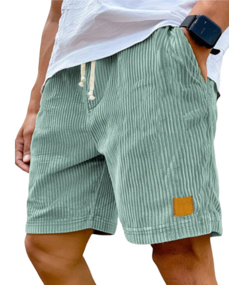 Vintage Embroidered Corduroy Fashion Lace-up Casual Shorts