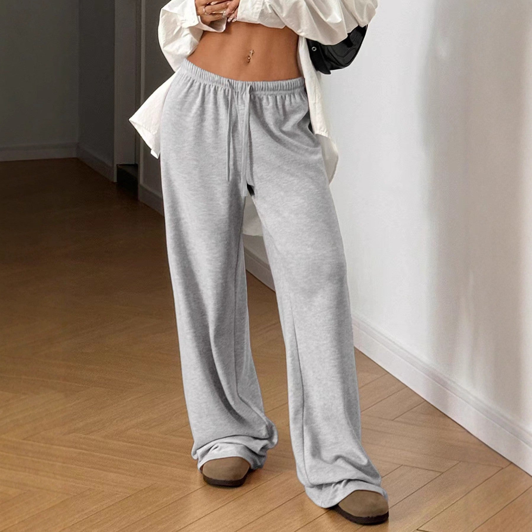 Simple Solid-Color Versatile High-Waist Wide-Leg Pants For Women