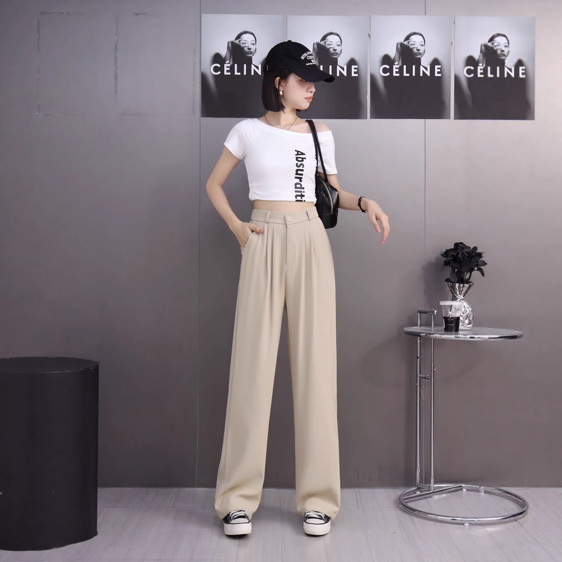 Women's Lightweight High-waisted Loose-fit Ice-silk Wide-leg Pants