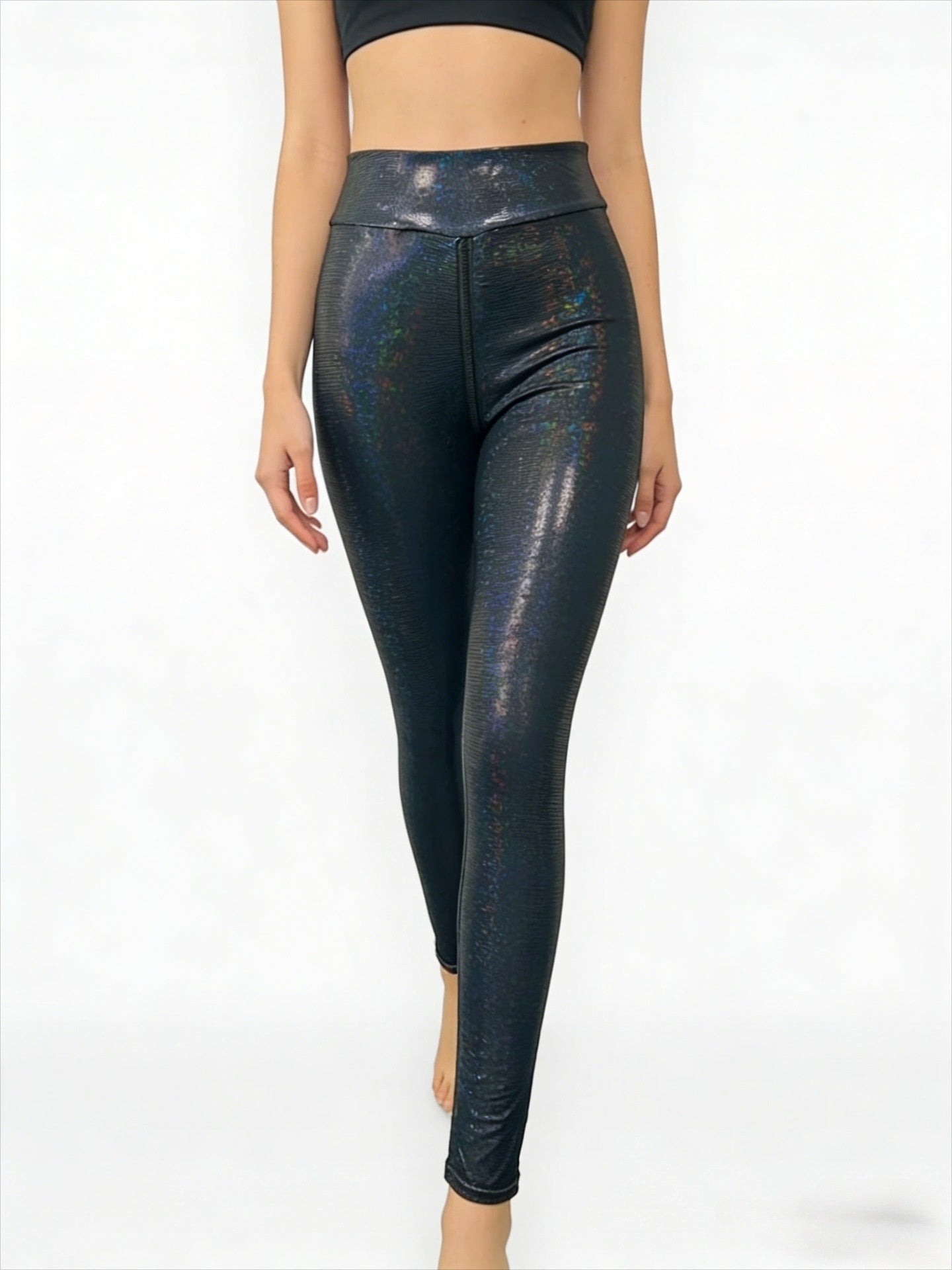 Mirror-effect Patent Leather Zip-fly Bottoming Leggings