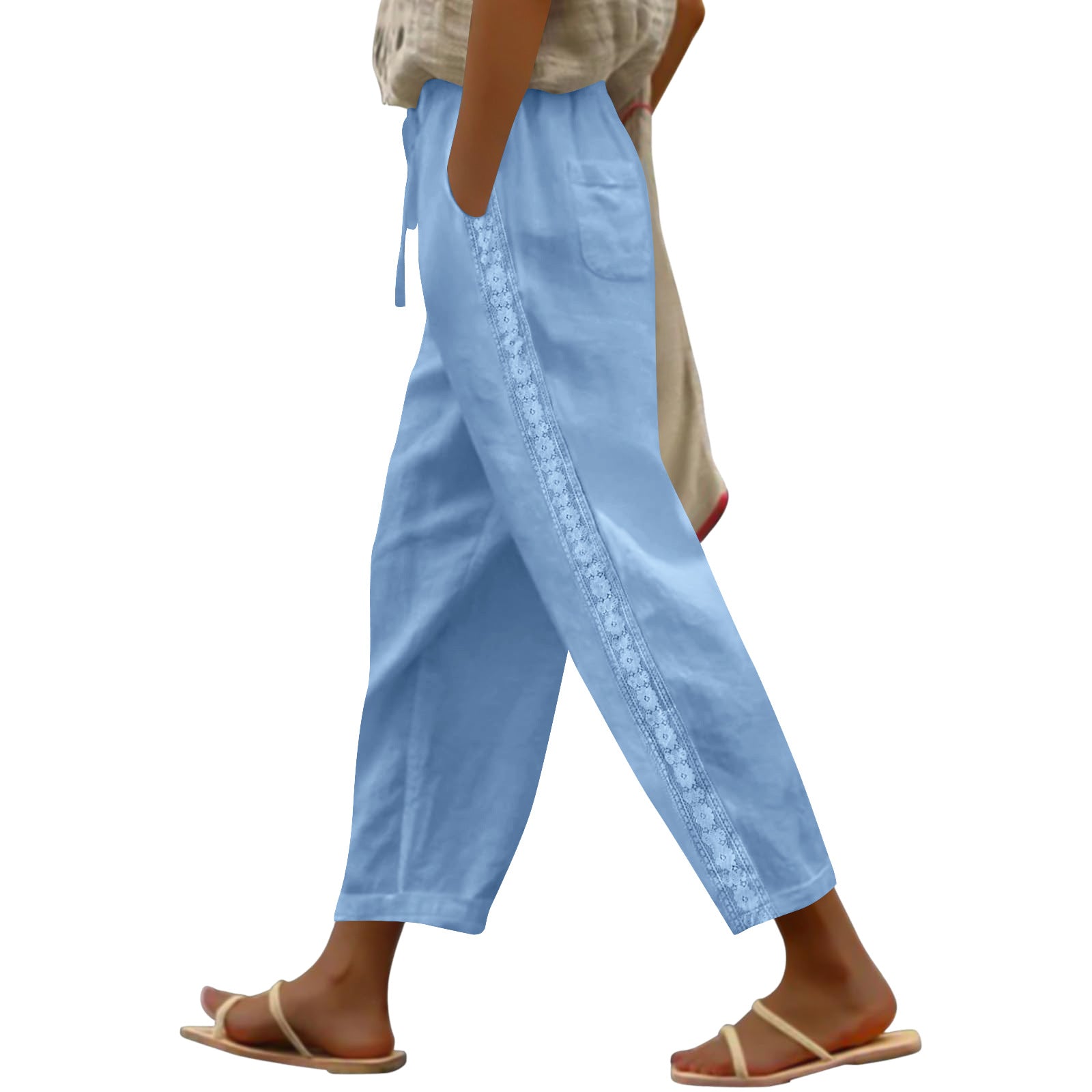 Womens Casual Pants Wide-leg Loose Fit