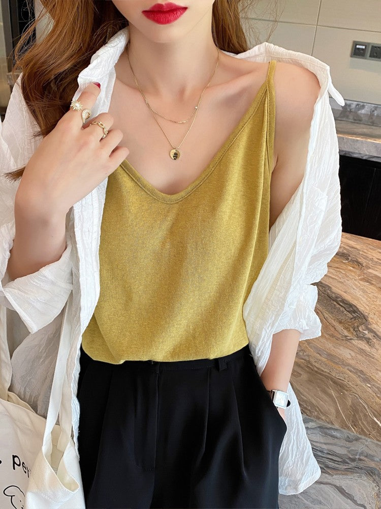 Strap Vest Women's Summer Outerwear White Base Layer
