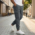 Mens Casual Workwear Pants With Multiple Pockets And A Drawstring