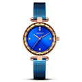 Stylish Cut-mirror Imported Movement Quartz Womens Watch With A Steel Band And Diamond Accents