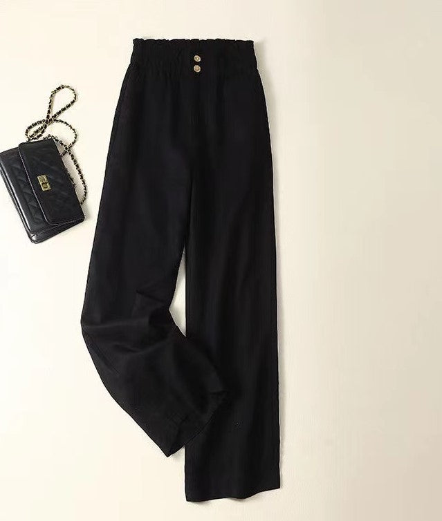 Linen Wide-leg Pants Female High Waist Drooping