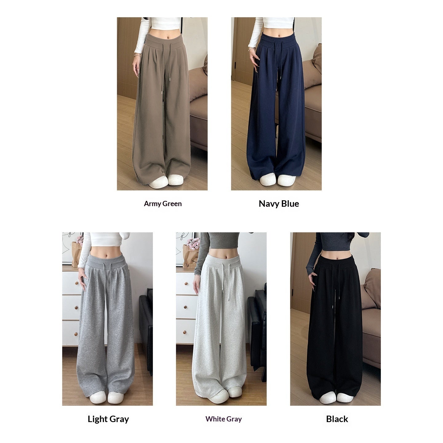 Draped Lightweight Casual Wide-leg Pants In An American Retro Style