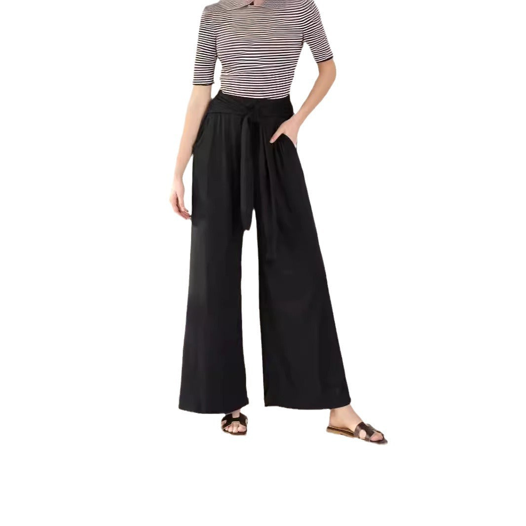 Women's Draped Lace-Up Wide Leg Pants  Soft Comfortable Casual Yoga Trousers For Autumn Winter
