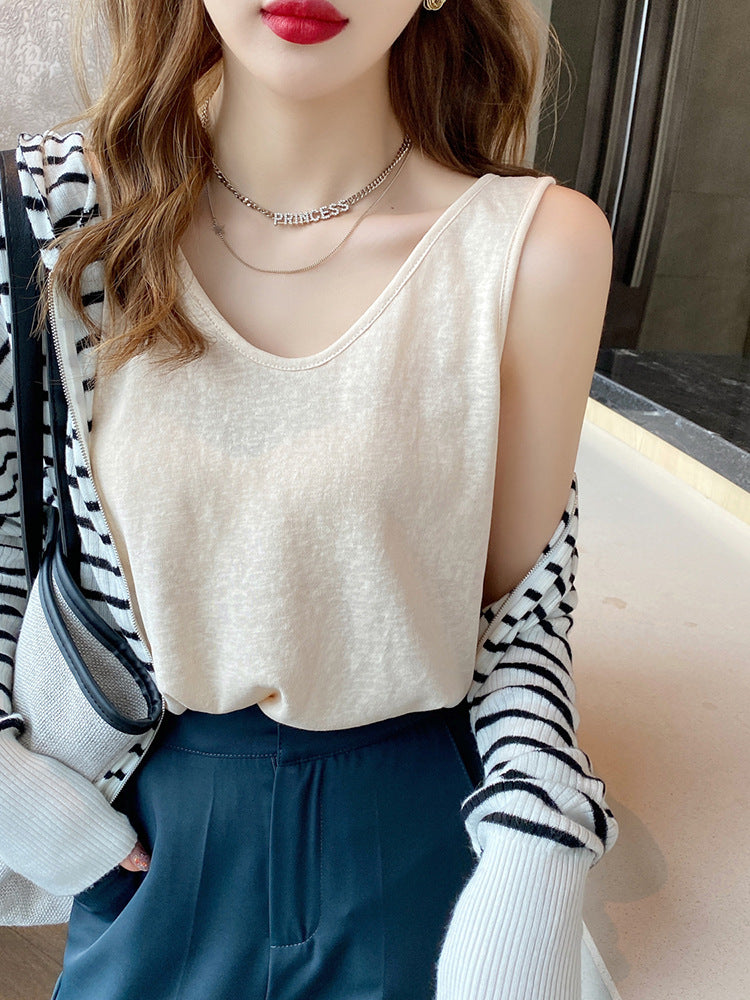 Strap Vest Women's Summer Outerwear White Base Layer