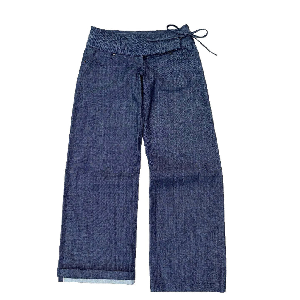 New Solid-color Drawstring Pleated Design Casual Pants