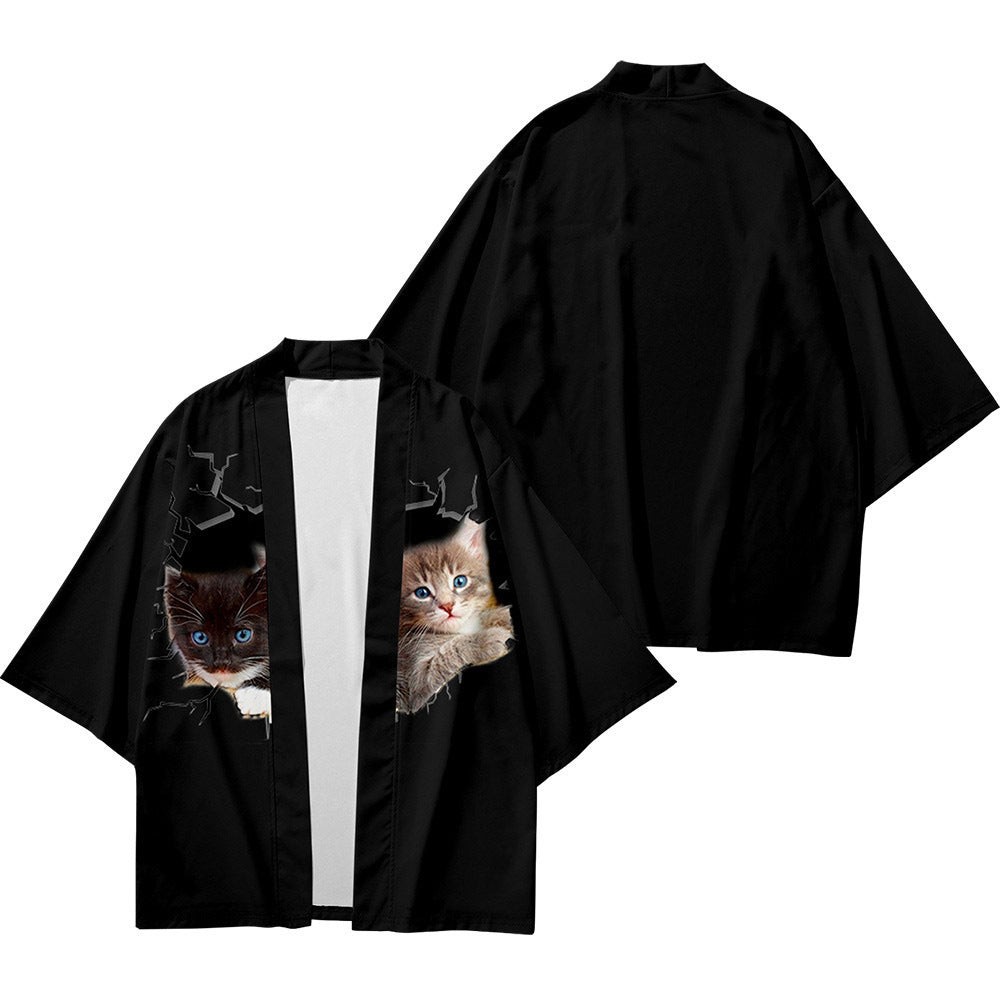Cloak Kimono And Daoist Robe Cardigan With Three Quarter Length Sleeves