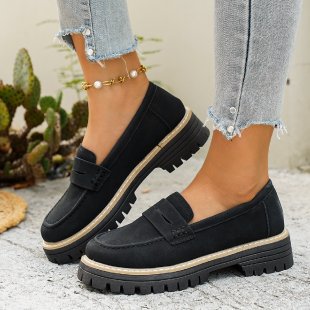 British-style Loafers Chunky-heel Women's Shoes