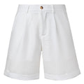 Men's Casual Resort-Style White Button-Fly Shorts