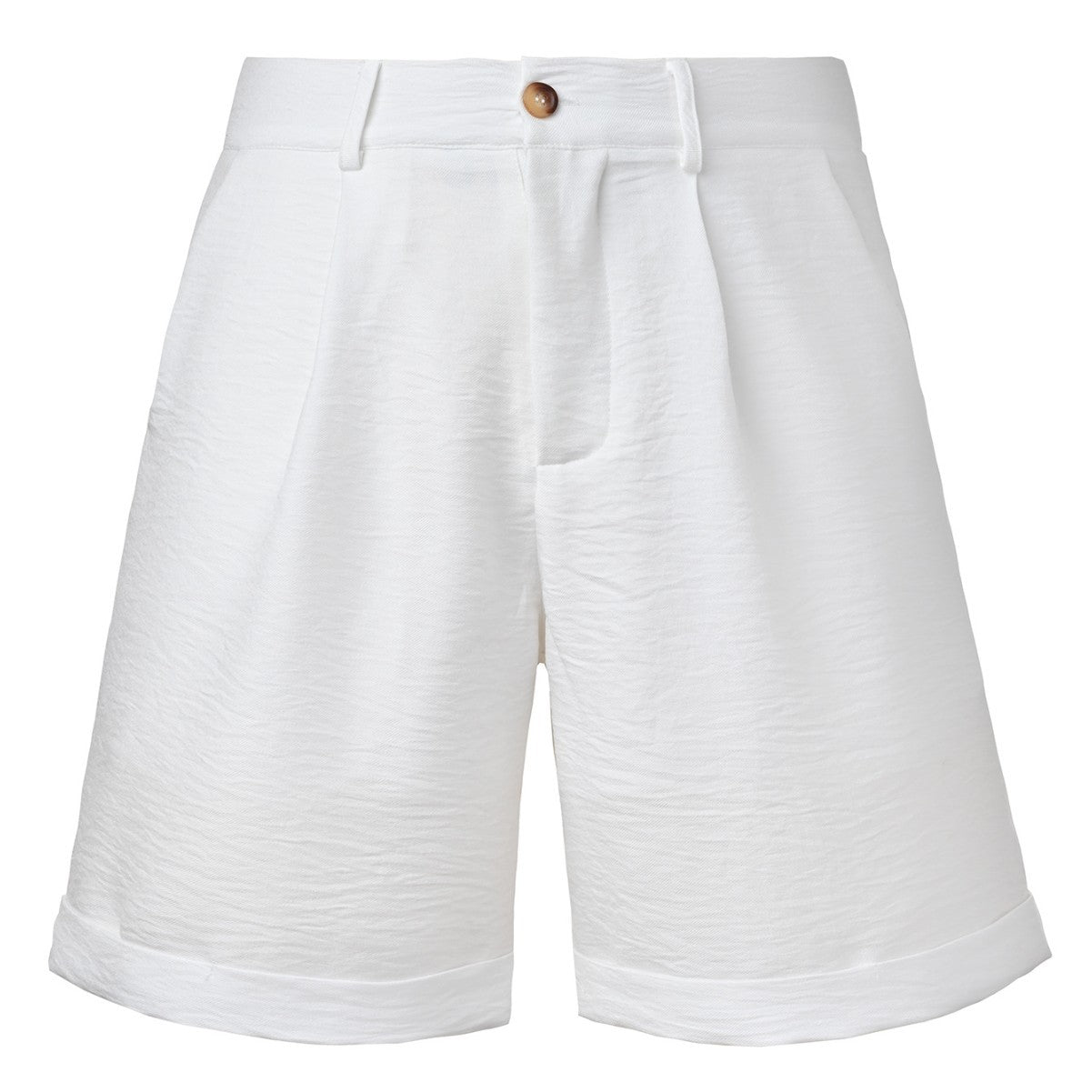 Men's Casual Resort-Style White Button-Fly Shorts