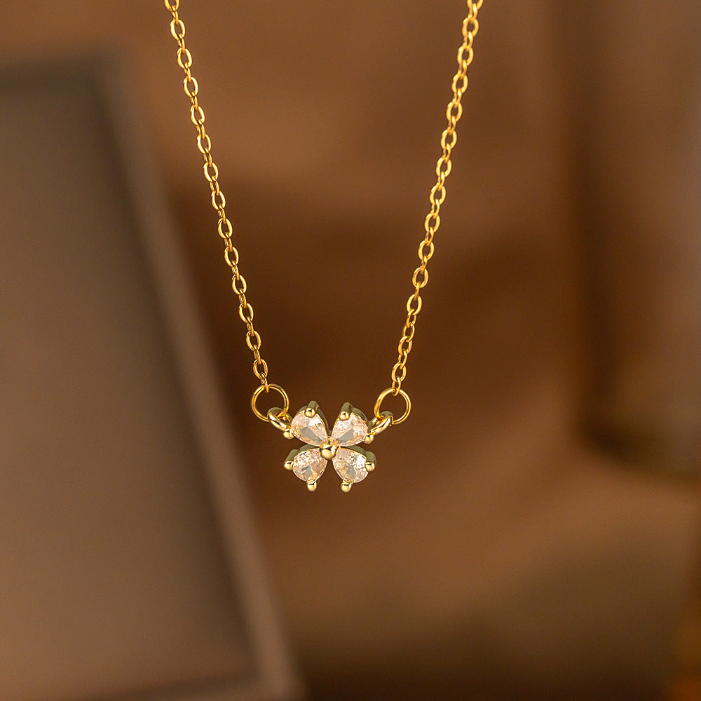 Fashionable Minimalist Internet-celebrity-style Versatile Single-diamond Pendant Necklace