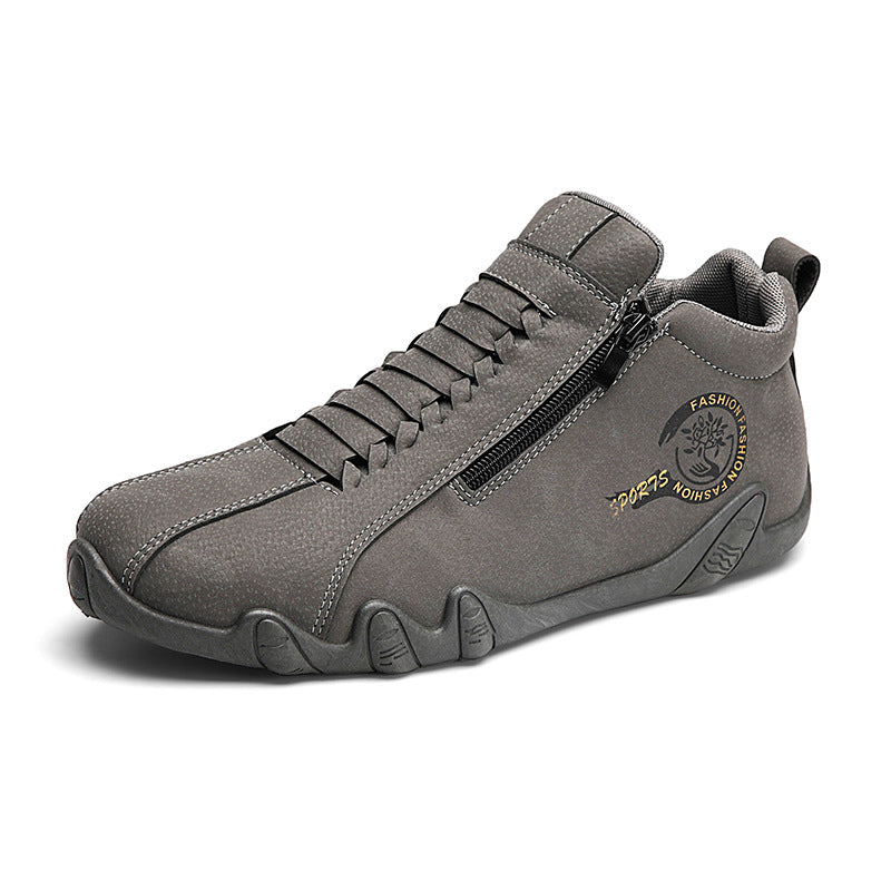 Plus-size Leather Waterproof Low-top And Mid-top Outdoor Sneakers