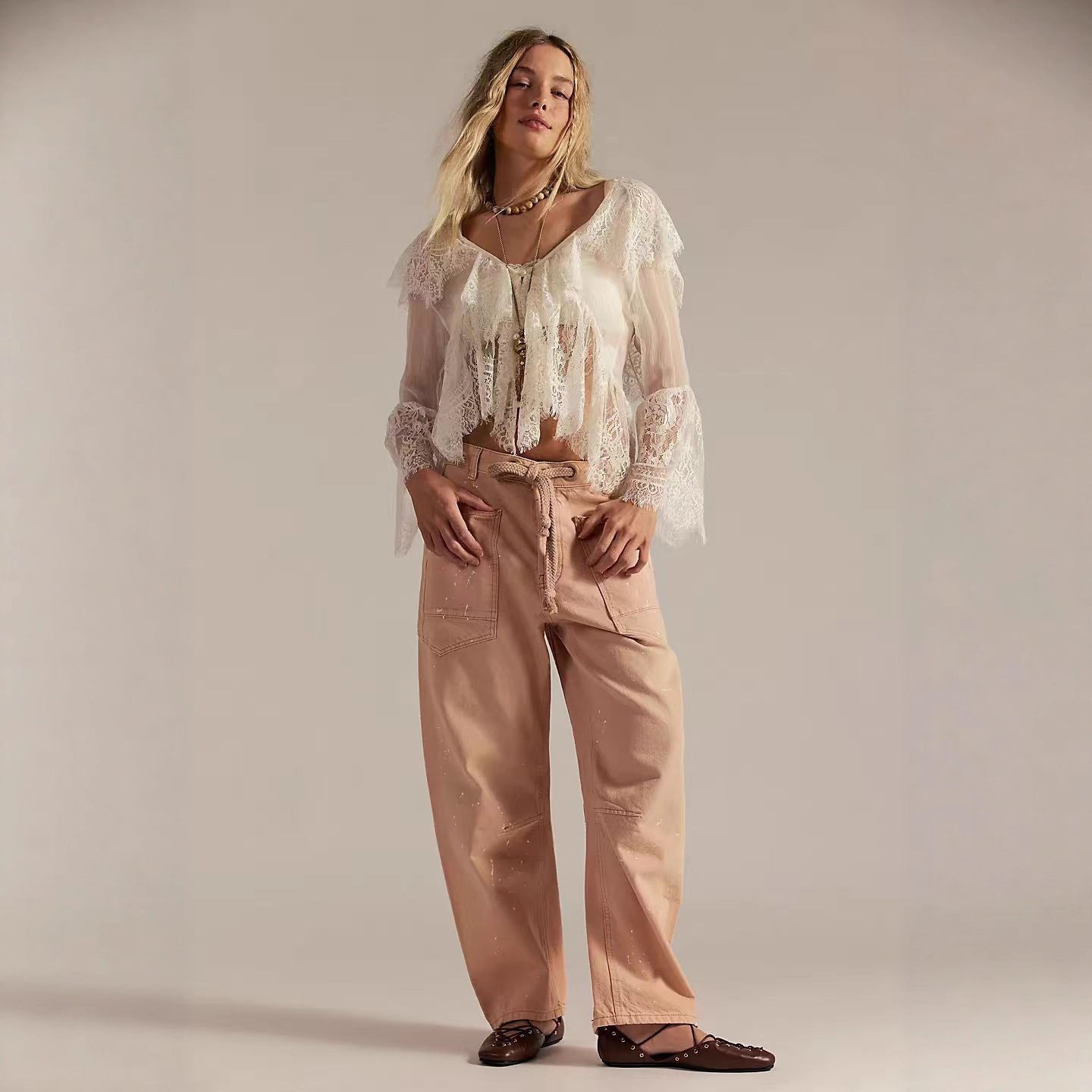 New Washed Pants With A Drawstring