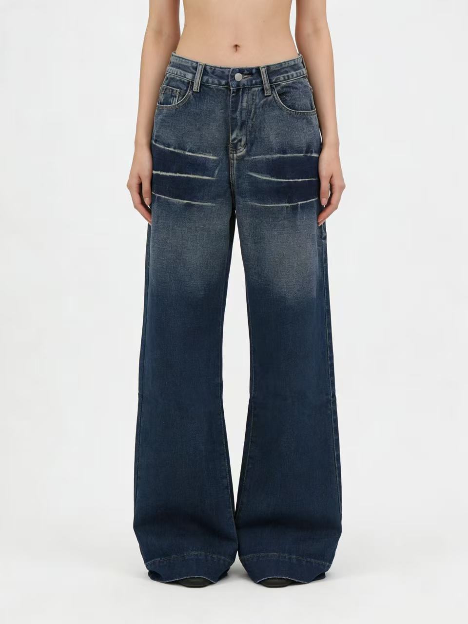 Washed Gradient Casual Straight Leg Womens Jeans