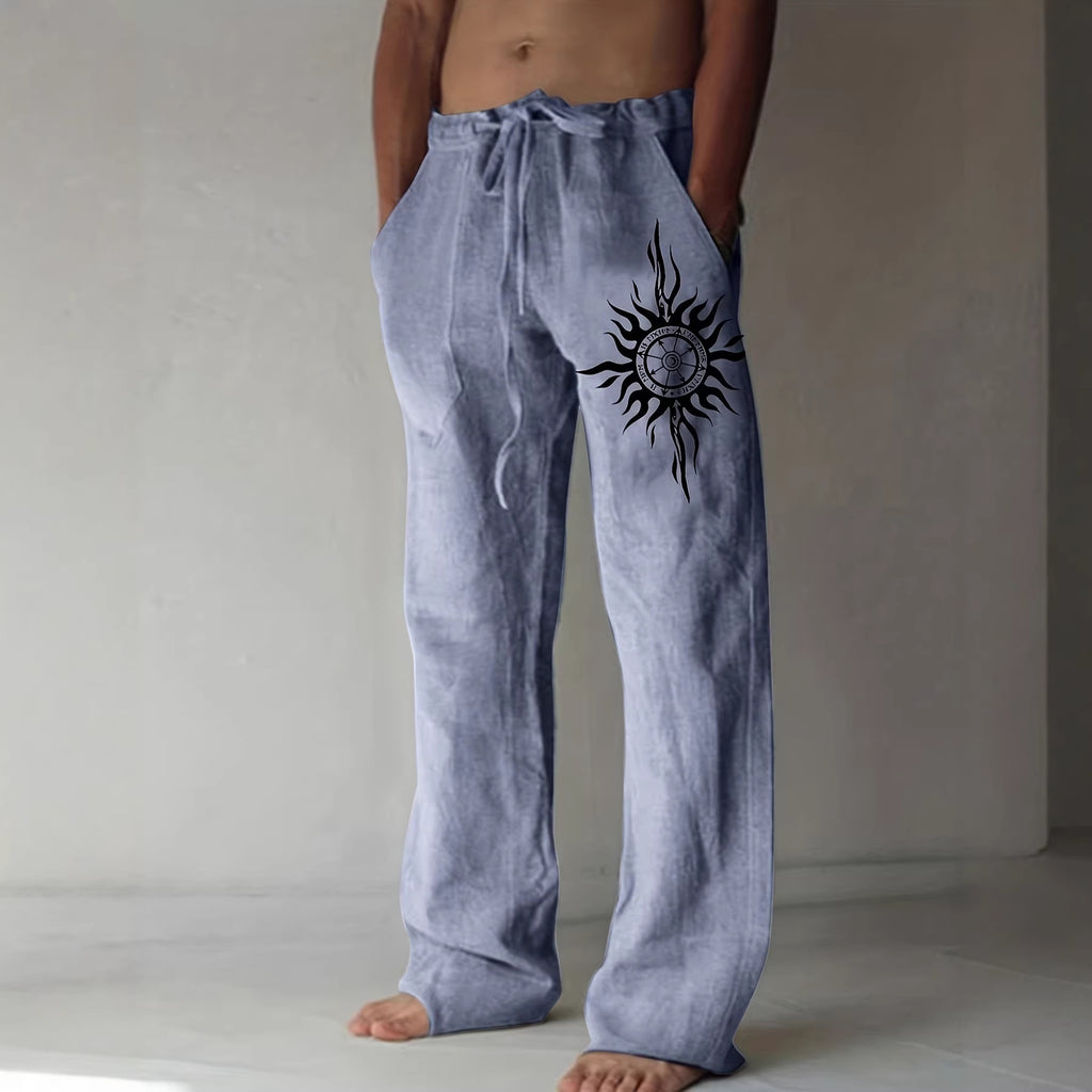 Comfortable Everyday Loose-Fit Mens Wide-Leg Trousers