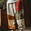 Mens Casual 3D-Printed Loose Straight-Leg Pants