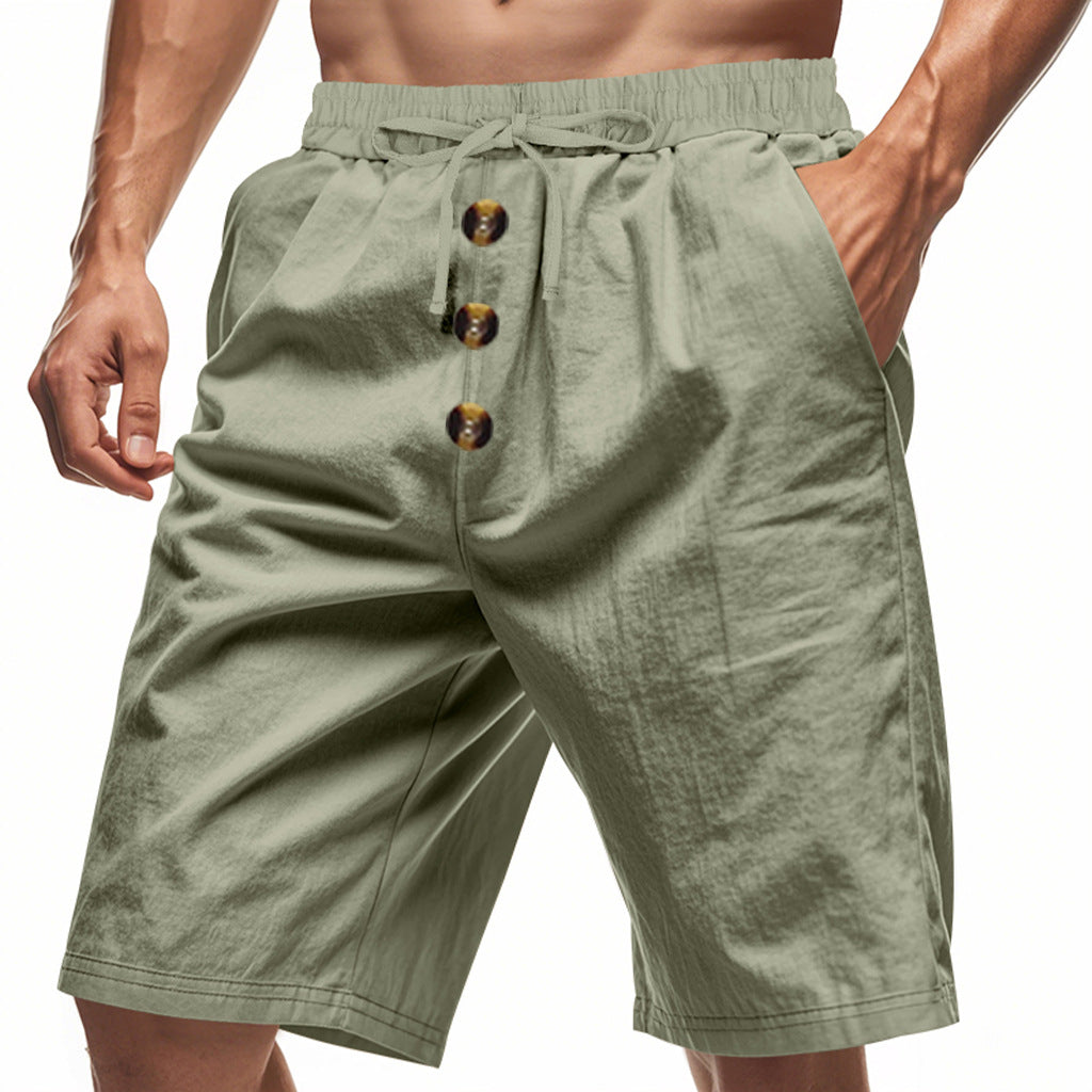 Linen Summer American-style Shorts Beach Casual Loose Straight Men