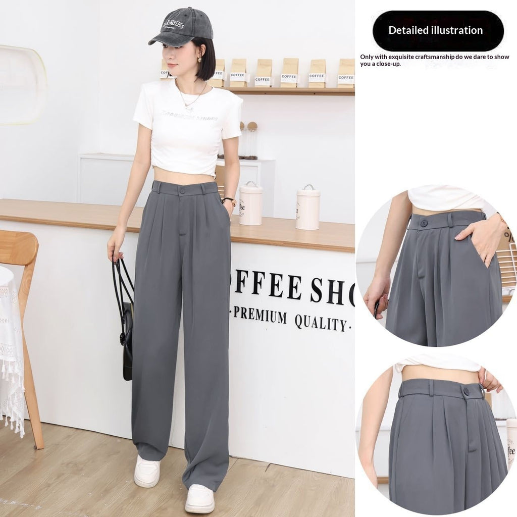 Women's Lightweight High-waisted Loose-fit Ice-silk Wide-leg Pants