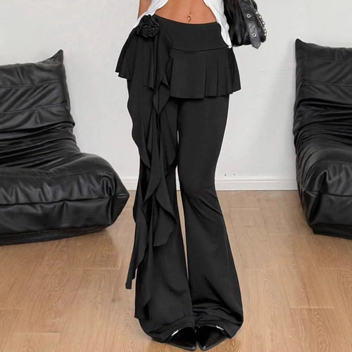 Black Casual Slimming Bootcut Pants