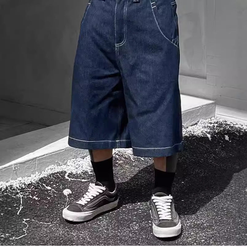 Mens Loose-Fit Summer Denim Shorts In The American West Coast Style