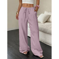 New Womens Casual Solid-color Textured Fabric Pants