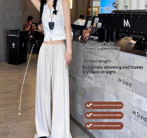 Loose, Effortless Old Money Style Casual Cotton-Linen Wide-Leg Pants