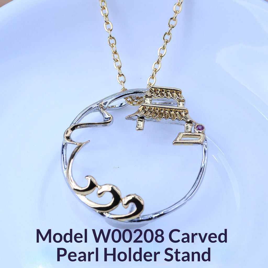 Golden-framed Inlaid Pendant Round Necklace