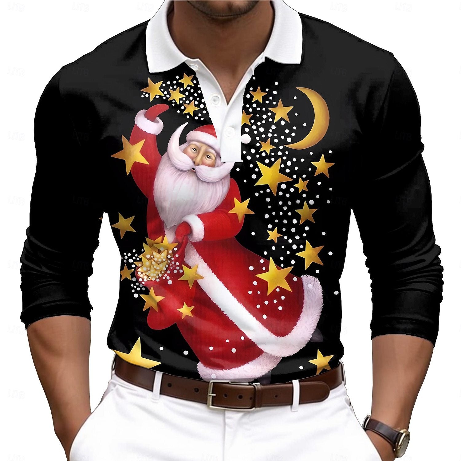 Long Sleeve Button-down Polo Shirt Casual Fashion