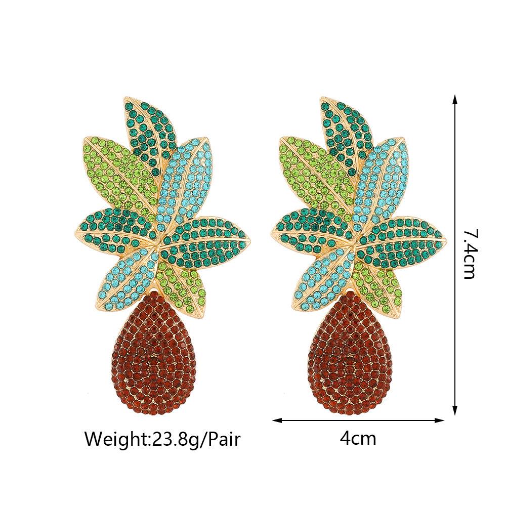 Rhinestone Floral Teardrop Dangle Earrings For Women Wedding Evening Party Prom Formal Luxury Statement Jewelry