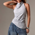 Womens Stylish Sexy Sleeveless Form-fitting Halterneck Tank Top