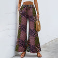 Lace-up Printed Elegant High-waisted Wide-leg Pants Women
