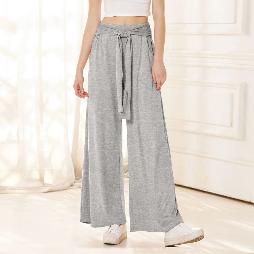 Women's Draped Lace-Up Wide Leg Pants  Soft Comfortable Casual Yoga Trousers For Autumn Winter