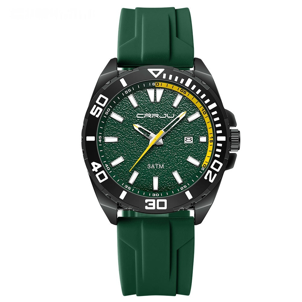 Calendar Leisure Waterproof Circular Silicone Tape Watch