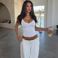 Sexy Solid-Color Slim-Fit Waist-Cinching Street-Style Versatile Halter Neck Tank Top For Women