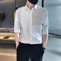 Casual Edgy And Slim-fit Mens Patchwork Striped Shirt
