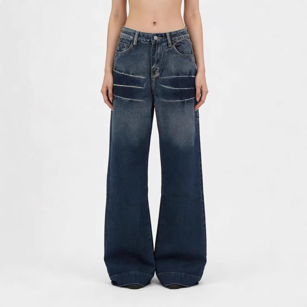 Washed Gradient Casual Straight Leg Womens Jeans