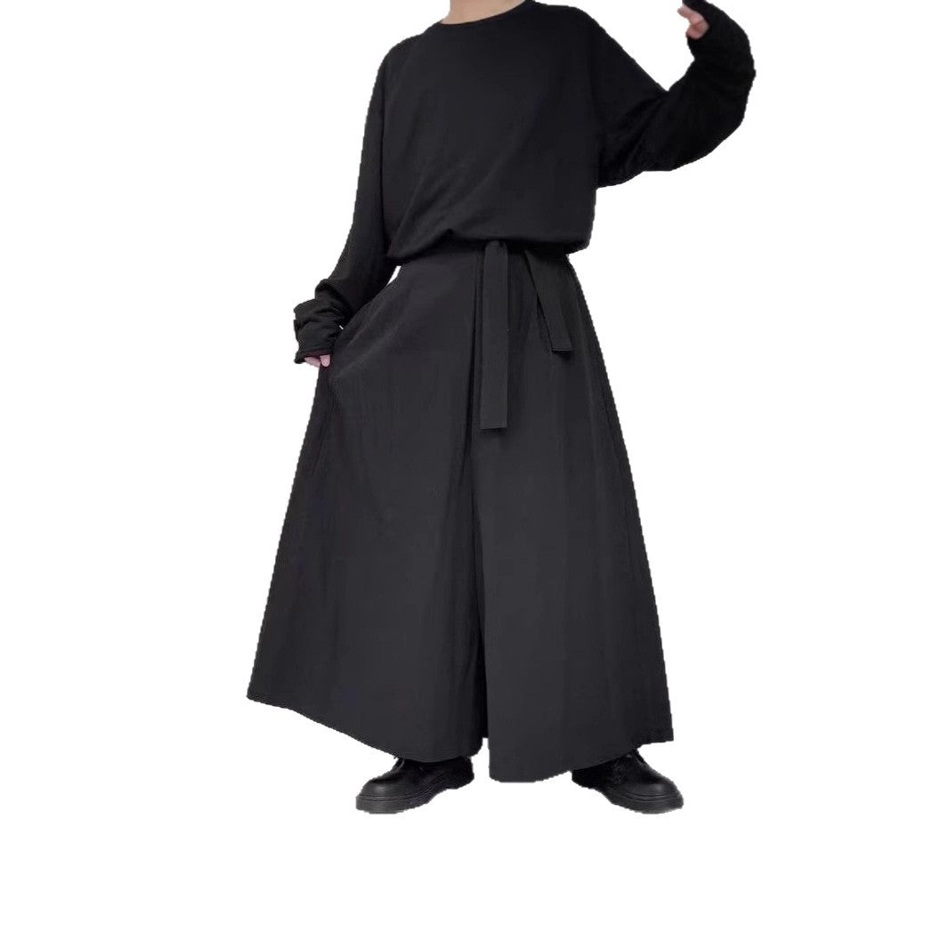 Vintage-style Irregular Flared Plus-size Pantskirt