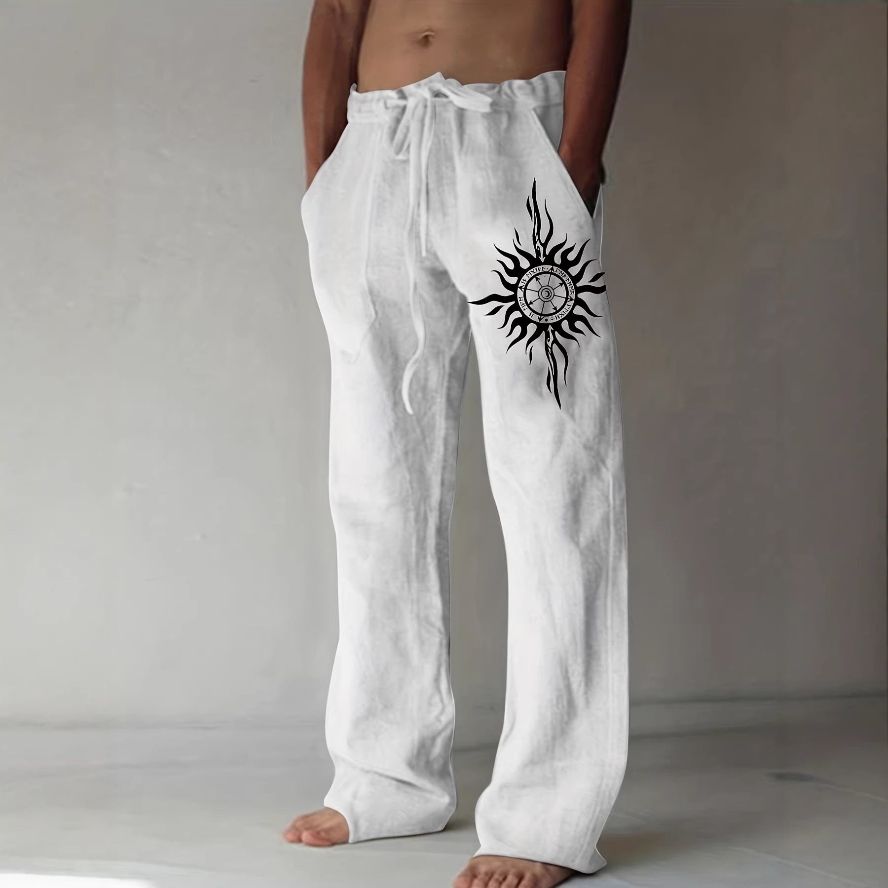 Comfortable Everyday Loose-Fit Mens Wide-Leg Trousers