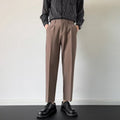 Black Straight-leg Draping Cropped Loose-fit Pants