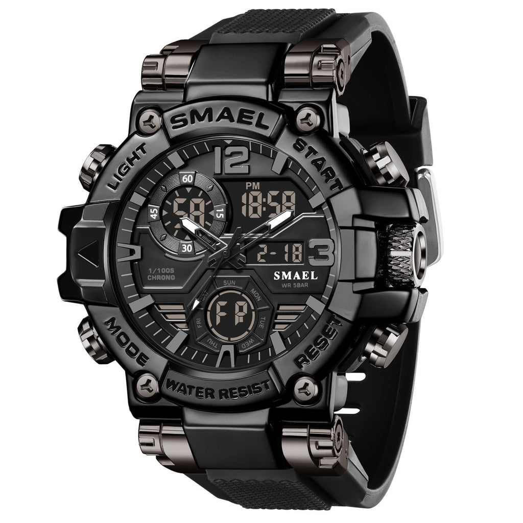 Mens Alloy Multicolor Multi-Function Dual-Display Sports Watch